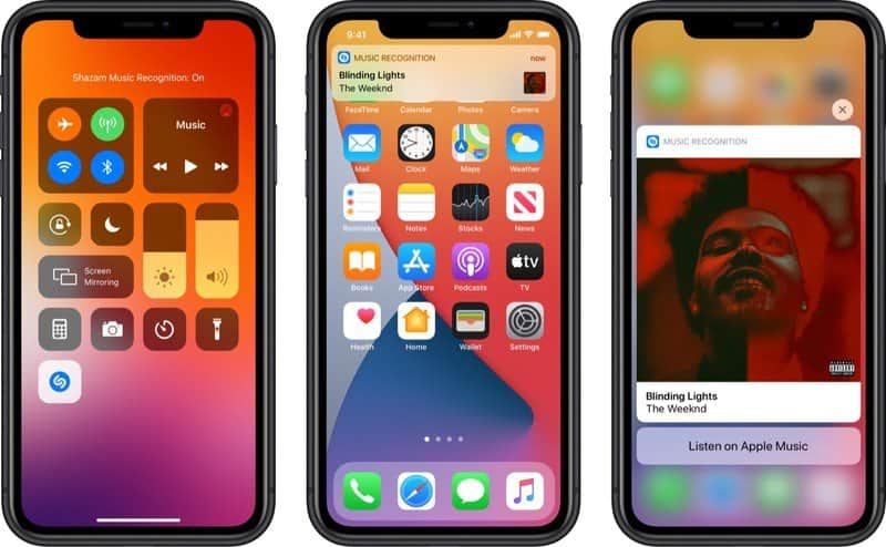 Shazam in Control Centre